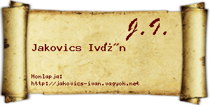 Jakovics Iván névjegykártya
